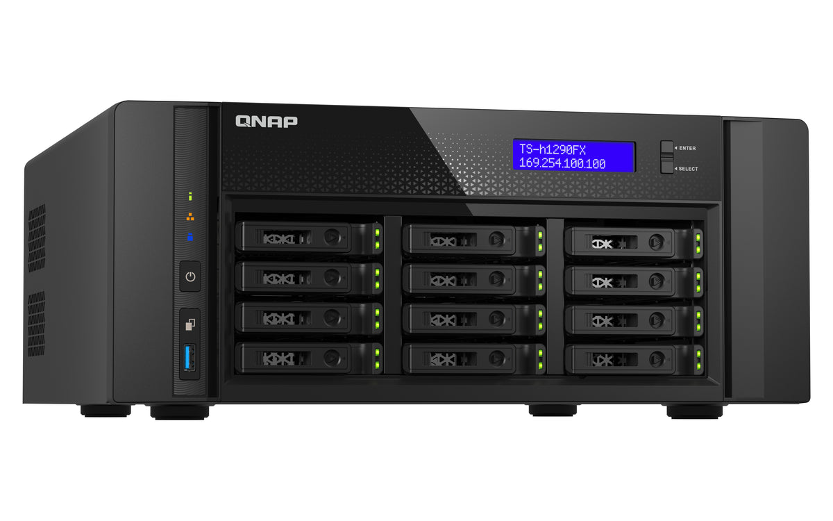 QNAP TS-h1290FX NAS Tower EPYC 7302P 128 GB DDR4 0 TB QuTS hero Schwarz