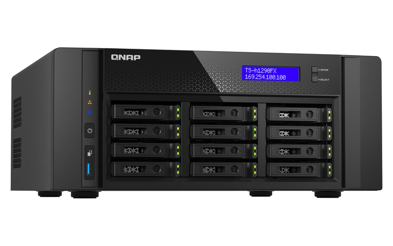 QNAP TS-h1290FX NAS Tower EPYC 7232P 64 GB DDR4 0 TB QuTS hero Schwarz
