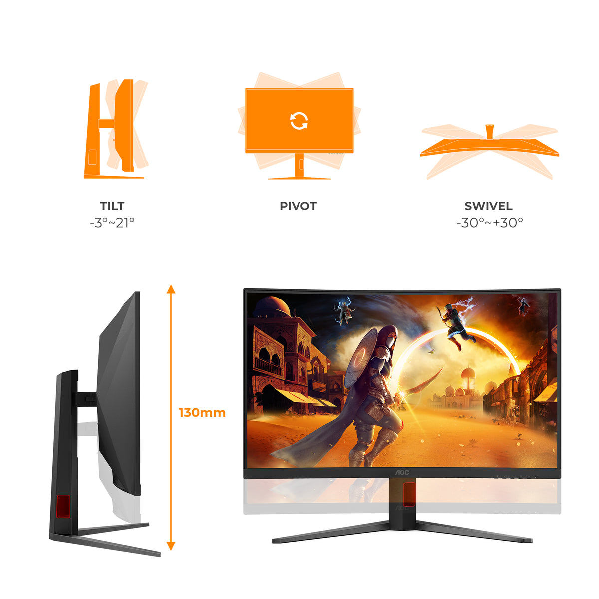 AOC G4 C32G4Z Computerbildschirm 80 cm (31.5") 1920 x 1080 Pixel Full HD LCD Schwarz, Rot