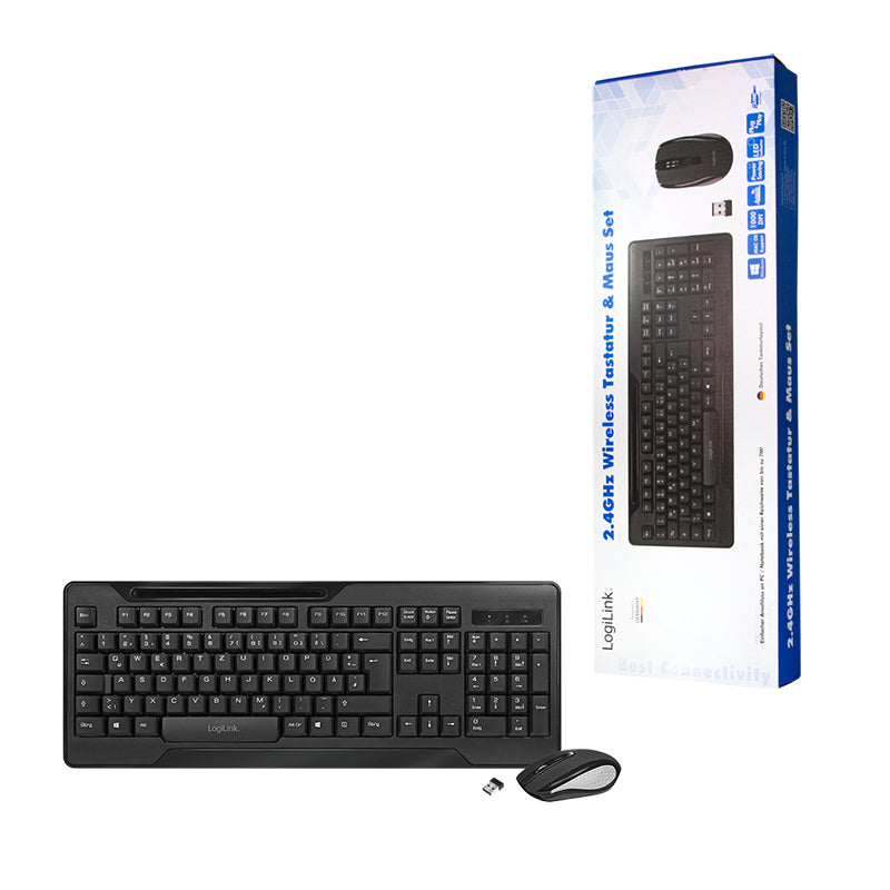 LogiLink ID0194 Tastatur Maus enthalten RF Wireless Schwarz