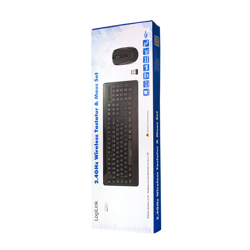LogiLink ID0194 Tastatur Maus enthalten RF Wireless Schwarz