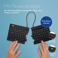 R-Go Tools Ergonomische Tastatur R-Go Split Break mit Pausensoftware, geteilte Tastatur, QWERTZ (DE), kabellos, schwarz
