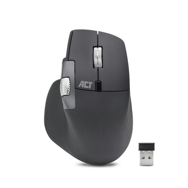 ACT Drahtlose Multi-Connect-Maus Bluetooth und USB-Empfänger, wiederaufladbar, 4800 DPI mit geräuschlosem Klick, schnellem Scrollrad und Daumen-Scrollrad, umweltfreundlich