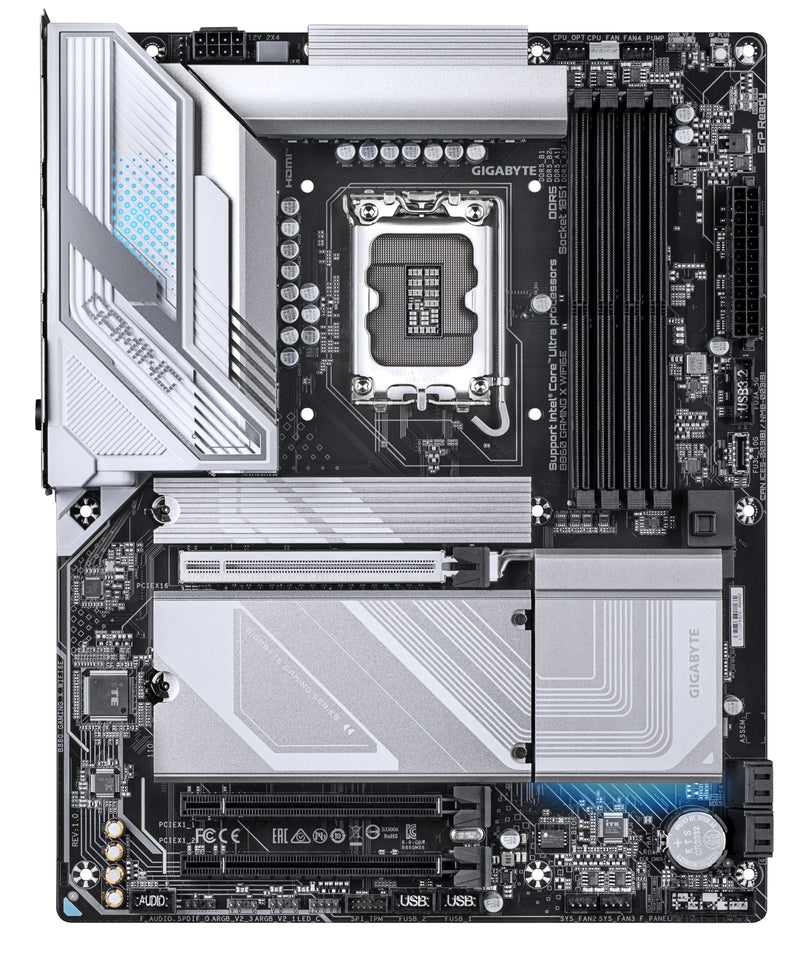 GIGABYTE B860 GAMING X WIFI6E Mainboard - Intel Core Ultra CPUs, 12+1+2+1 Phasen VRM, bis zu 9066MHz DDR5, 1xPCIe 5.0 + 2xPCIe 4.0 M.2, 2,5 GbE LAN, WIFI 6E, USB4