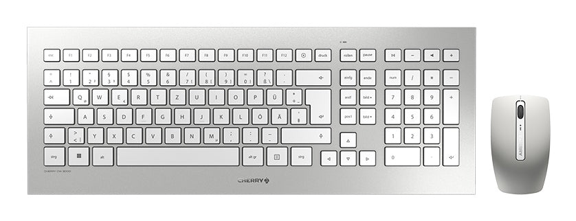 CHERRY DW 8000 Kabelloses Desktopset, Weiß/Silber, USB (QWERTZ - DE)