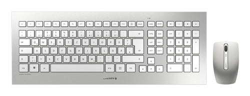 CHERRY DW 8000 Kabelloses Desktopset, Weiß/Silber, USB (QWERTZ - DE)