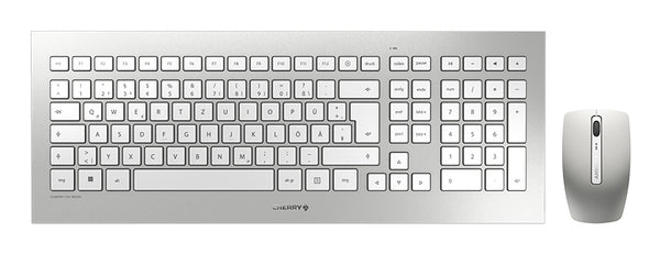 CHERRY DW 8000 Kabelloses Desktopset, Weiß/Silber, USB (QWERTZ - DE)