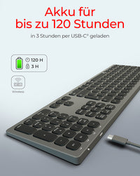 KeySonic KSK-8023BTRF (DE), Full-Size Aluminium Tastatur, Bluetooth® & RF, für Windows® und macOS®, anthrazit/schwarz