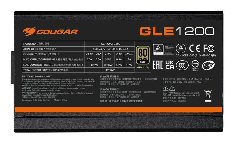 COUGAR Netzteil GLE 1000W ATX3.1 / 80 Plus Gold