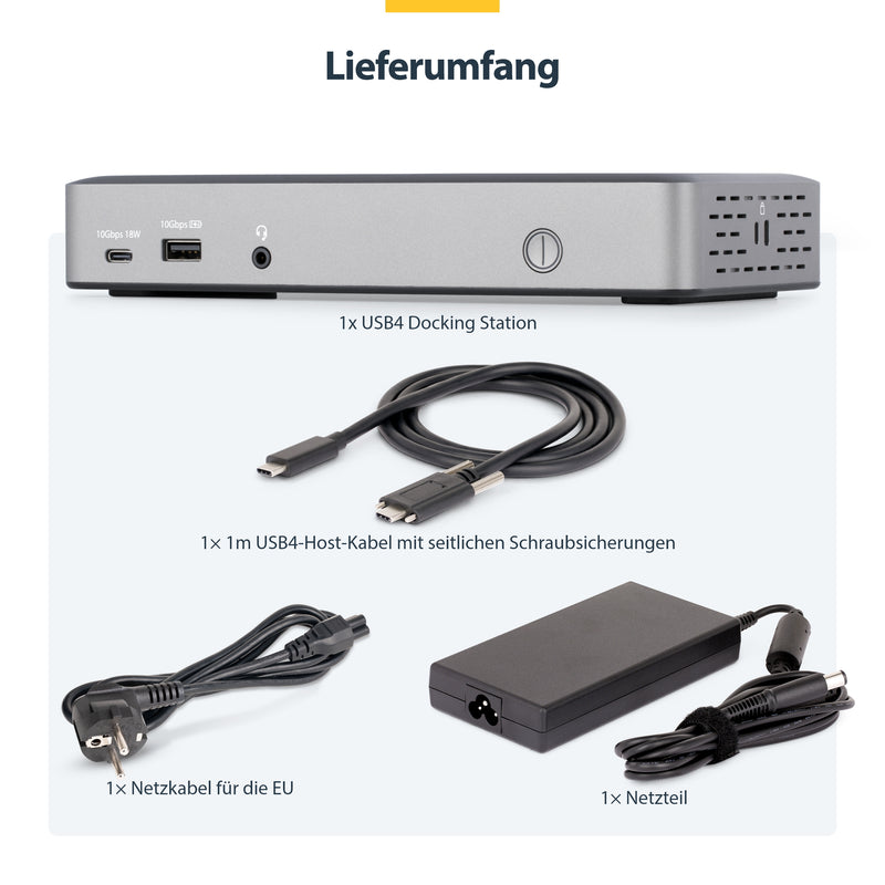 StarTech.com USB-C-Dockingstation(USB4), Dreifach 4K60Hz-Monitore DisplayPort oder HDMI, 100W Laptop-Ladung, 2,5GbE, Notebook Dock, Thunderbolt 4, Nicht für macOS, Treiberlos