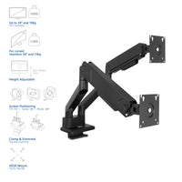 ACT Monitor-Tischhalterung mit Gasdruckfeder, 2 Bildschirme bis zu 32", VESA