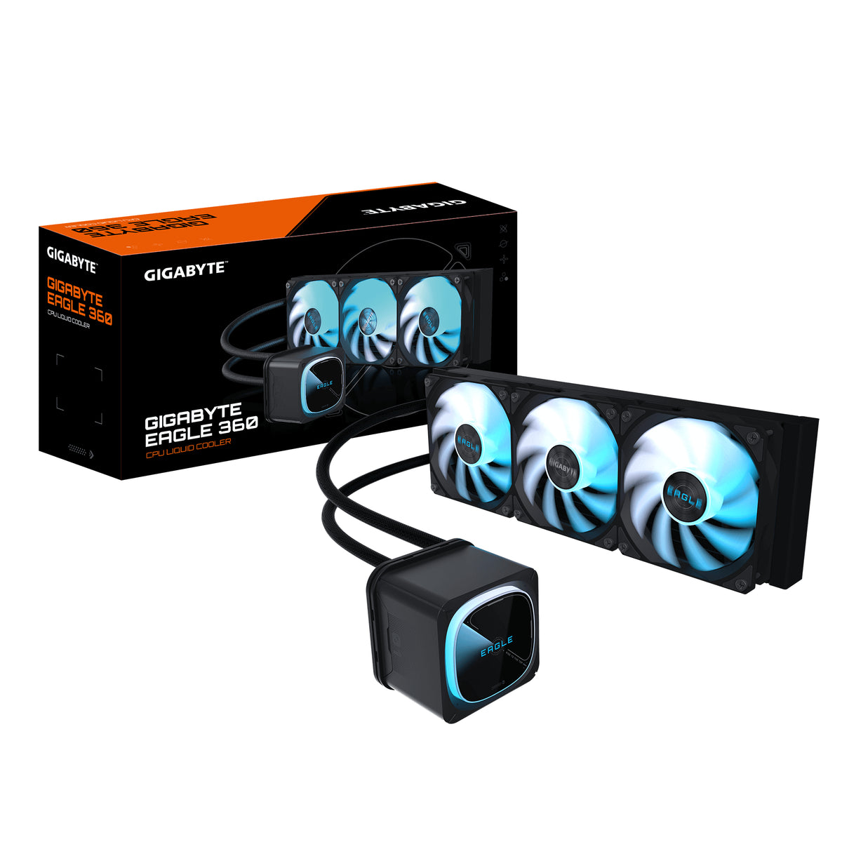 GIGABYTE EAGLE 360 Flüssig-CPU-Kühler - 3x120mm ARGB-Lüfter, Vollfarb-LCD, DAISY-CHAIN, Kompatibel mit Intel LGA 1851 und AMD AM5