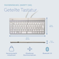 R-Go Tools Ergonomische Tastatur R-Go Split Break mit Pausensoftware, geteilte Tastatur, QWERTY (NORDIC), kabellos, weiß