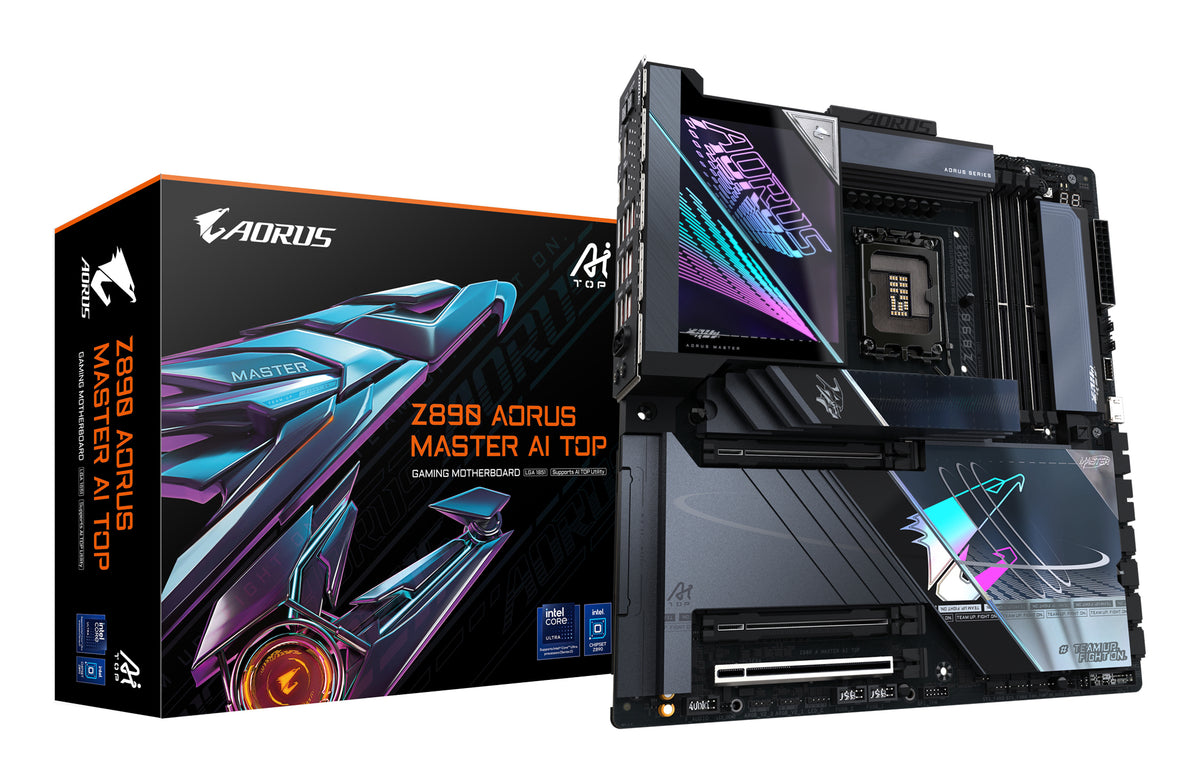 GIGABYTE Z890 AORUS MASTER AI TOP Motherboard - Unterstützt Intel Core Ultra (Serie 2) CPUs, 20+1+2 Phasen VRM, bis zu 9500MHz DDR5 (OC), PCIe 5.0 M.2, Wi-Fi 7, Thunderbolt 4