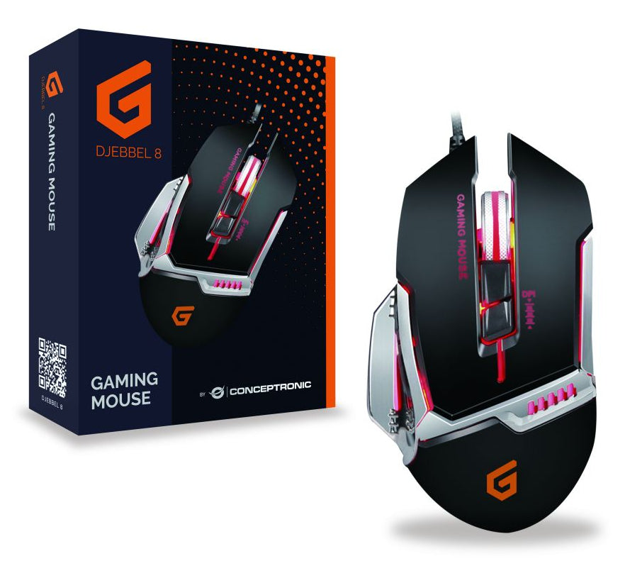 Conceptronic DJEBBEL 8 Maus Gaming rechts USB Typ-A Optisch 4000 DPI