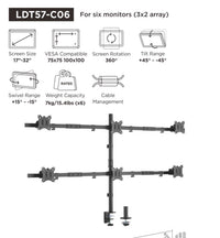 Equip 17"-32" Schwenkbare 6-Monitor-Schreibtischhalterung