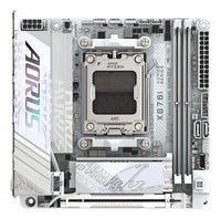 GIGABYTE X870I AORUS PRO ICE Mainboard - Unterstützt AMD Ryzen 9000er-Serie CPUs, 8+2+1 Phasen VRM, bis zu 8400 MHz DDR5 (OC), 1xPCIe 5.0 M.2 + 1xPCIe 4.0 M.2, WI-FI 7, 2,5 GbE LAN, USB 4
