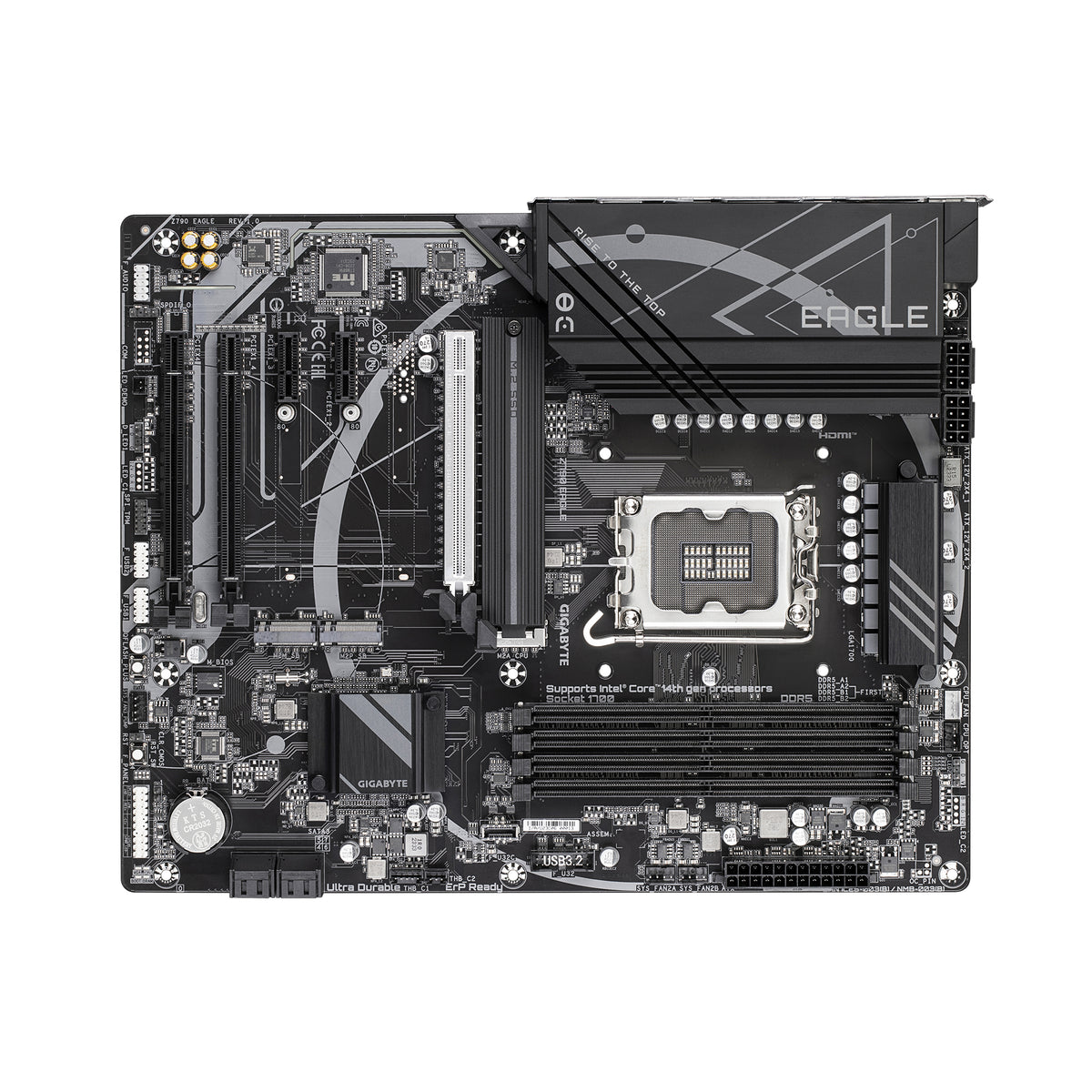 GIGABYTE Z790 EAGLE Motherboard - Unterstützt 14. Generation Intel Core CPUs, 12+1+1 Phasen VRM, bis zu 7600MHz DDR5 (OC), 3xPCIe 4.0 M.2, 2,5GbE LAN, USB 3.2 Gen 2