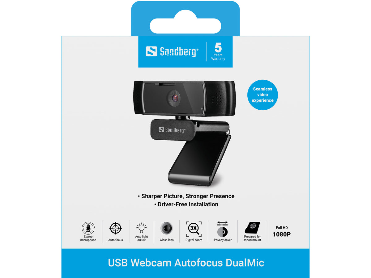 Sandberg 134-38 Webcam 2,07 MP 1920 x 1080 Pixel USB 2.0 Schwarz