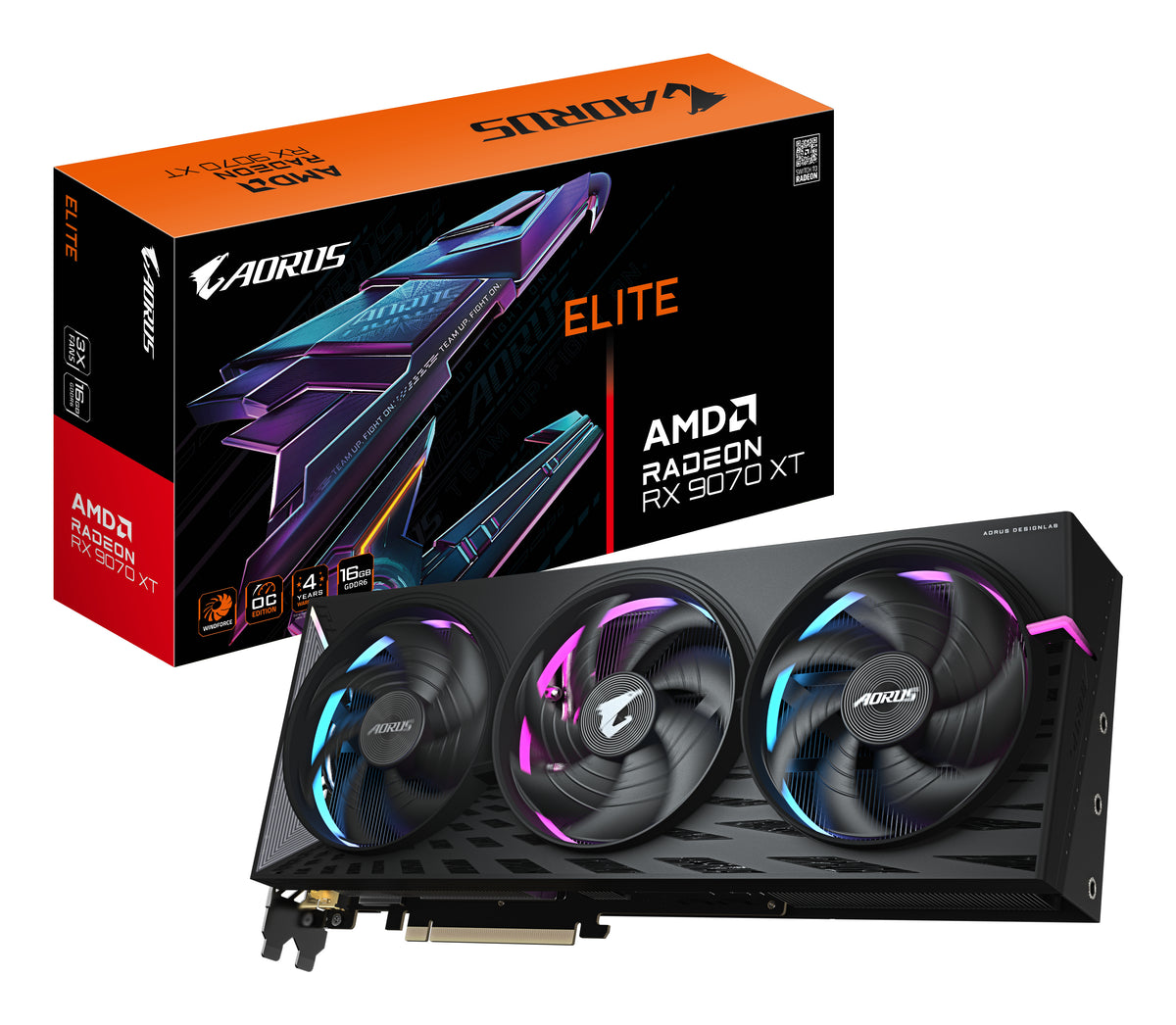 GIGABYTE AORUS Radeon RX 9070 XT ELITE 16G Graphics Card - 16 GB GDDR6, 256-Bit, PCI-E 5.0, 3100 MHz Core Frequency, 2 x DisplayPort, 2 x HDMI, GV-R9070XTAORUS E-16GD