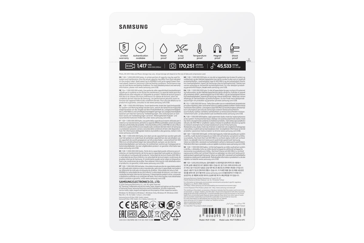 Samsung MUF-512BE USB-Stick 512 GB USB Typ-A 3.2 Gen 1 (3.1 Gen 1) Grau