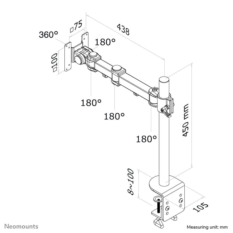Neomounts FPMA-D960 Monitorarm 10-30"