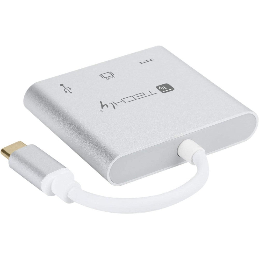 Techly IADAP USB31-HDMIPTY laptop-dockingstation & portreplikator Kabelgebunden USB 3.2 Gen 1 (3.1 Gen 1) Type-C Silber