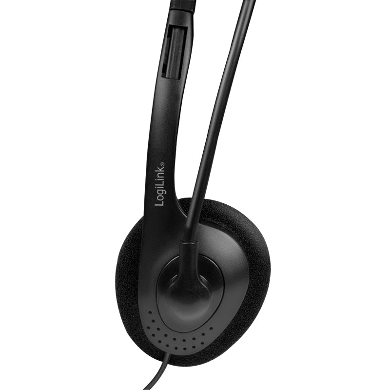 LogiLink Stereo-Headset, 1x 3,5-mm-Klinkenstecker, Bügelmikrofon, Eco-Box