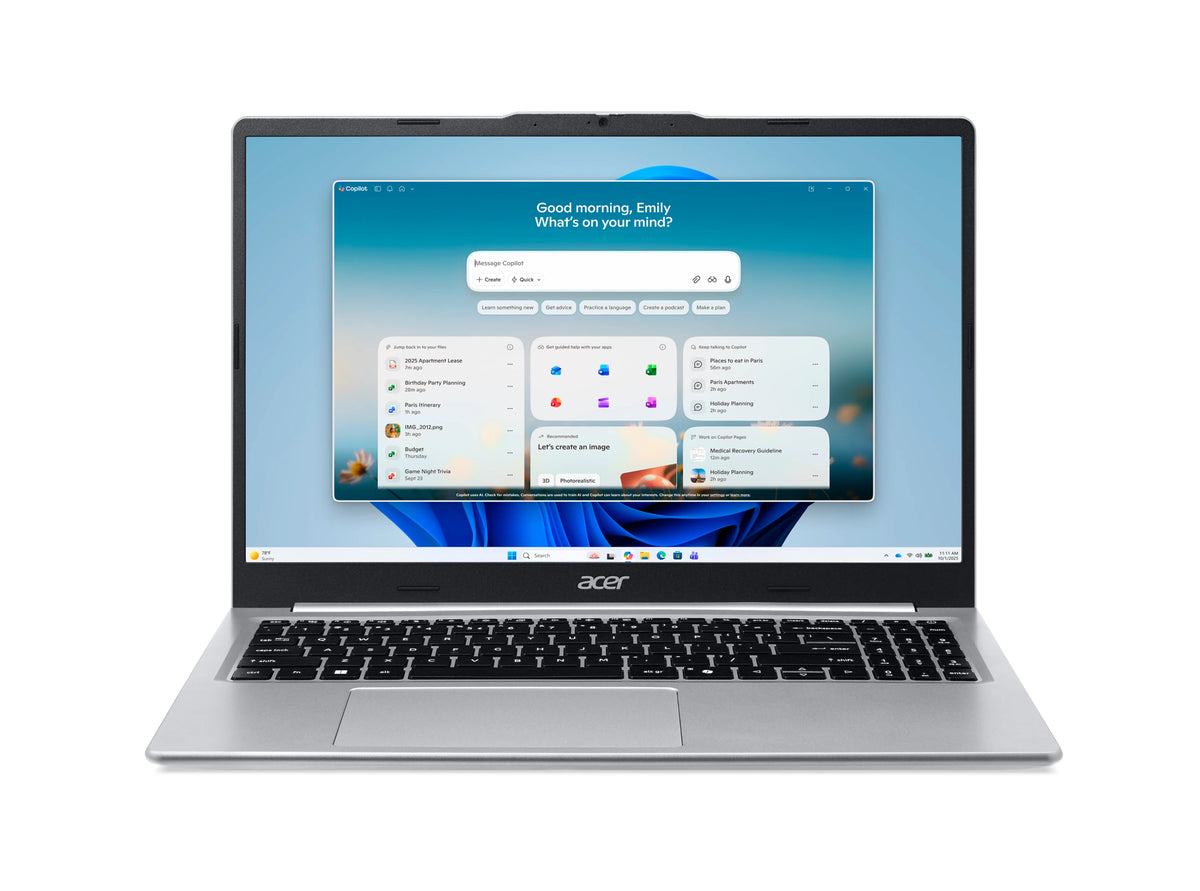 Acer Aspire Lite AL15-49P-R26Y AMD Ryzen™ 5 7430U Laptop 39,6 cm (15.6") Full HD 8 GB DDR4-SDRAM 512 GB SSD Wi-Fi 6 (802.11ax) Windows 11 Home Silber Französisch