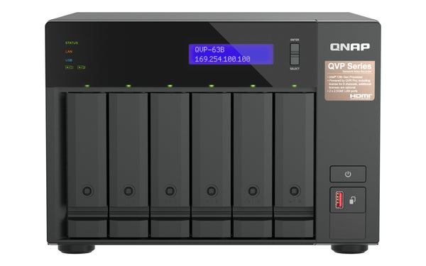 QNAP QVP-63B NAS & Speicherserver Tower Intel® Core™ i3 16 GB DDR4 0 TB Schwarz