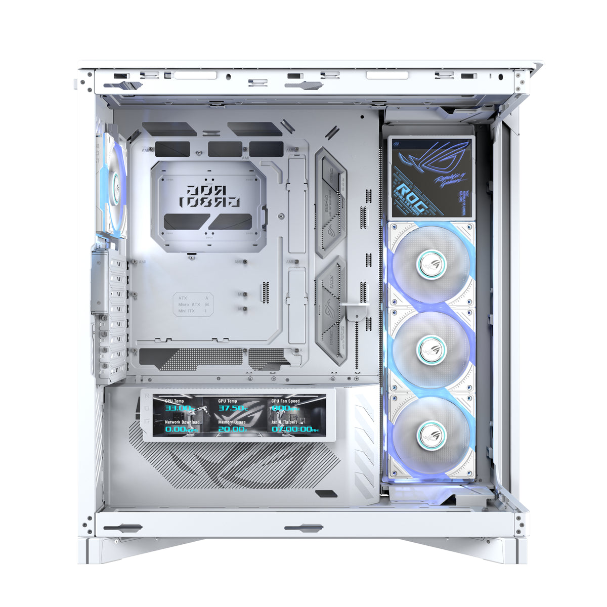 ASUS ROG CRONOX GR801 CURVE TG ARGB WHITE Midi Tower Weiß