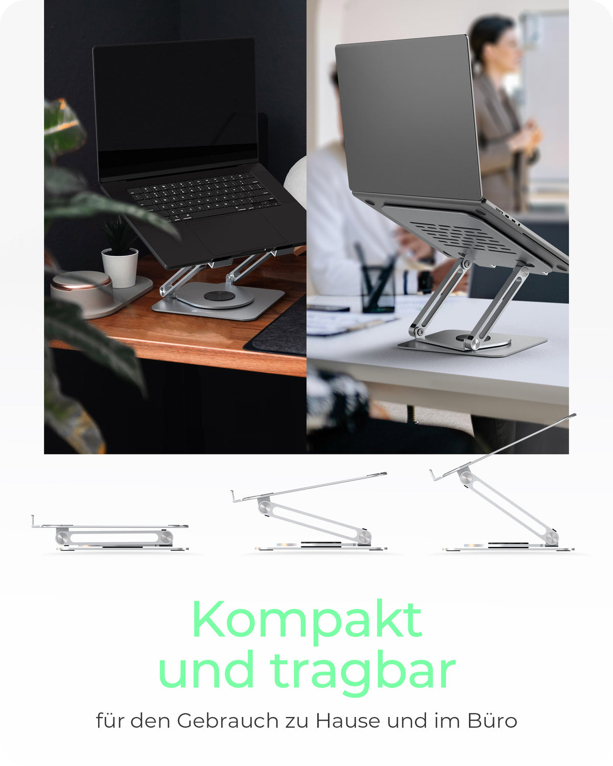 ICY BOX IB-NH300-R, Notebookhalter, rotierend, höhenverstellbar, Aluminium, für Notebooks bis 17" (43 cm)