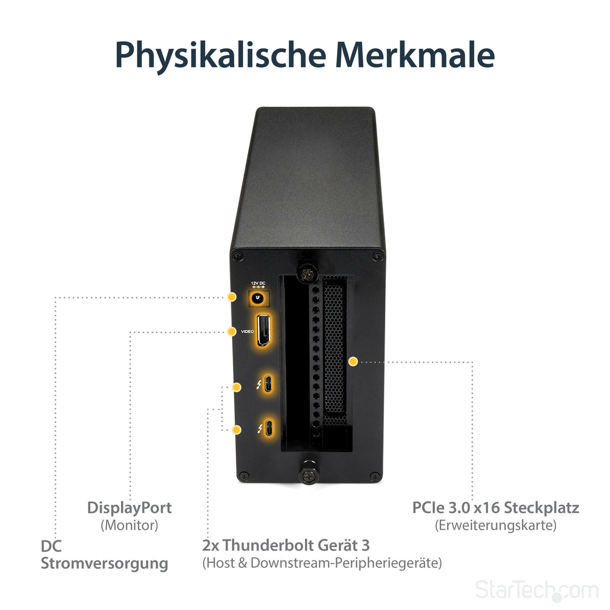 StarTech.com Thunderbolt 3 PCIe Erweiterungsgehäuse, Externes Gehäuse mit einem PCI Express Slot, PCIe Box für Laptops/Desktops/All-In-Ones, 5K/4K Ausgang über TB3/DP Ports, TAA konform
