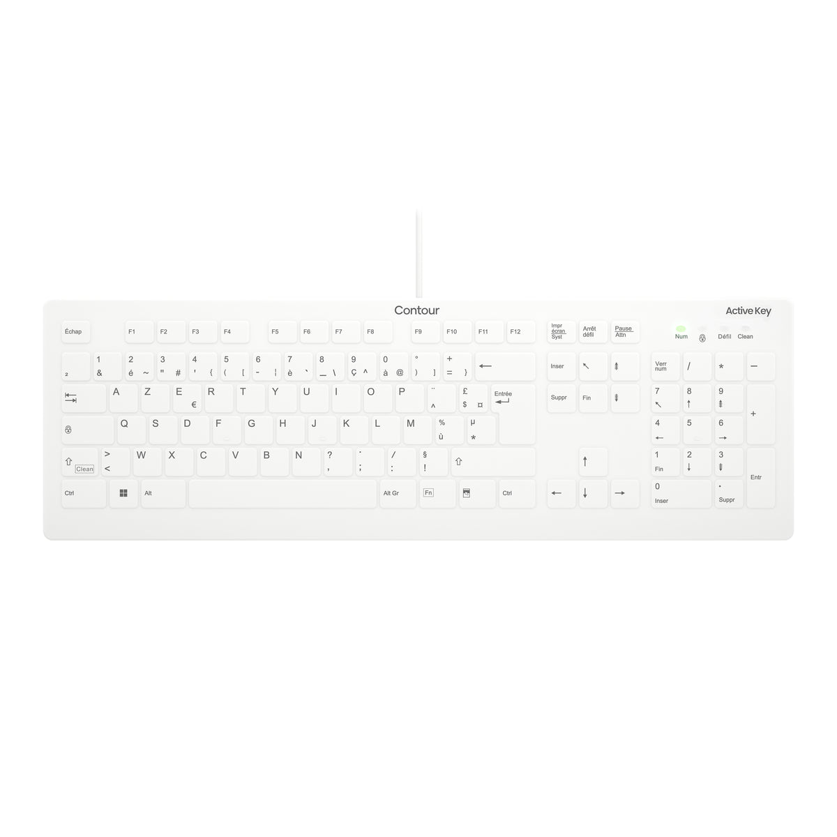 Contour Design Active Key AK-C8112 Tastatur Medizinisch USB AZERTY Französisch Weiß