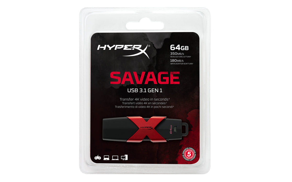 HyperX 64GB USB-Stick USB Typ-A 3.2 Gen 1 (3.1 Gen 1) Schwarz, Rot