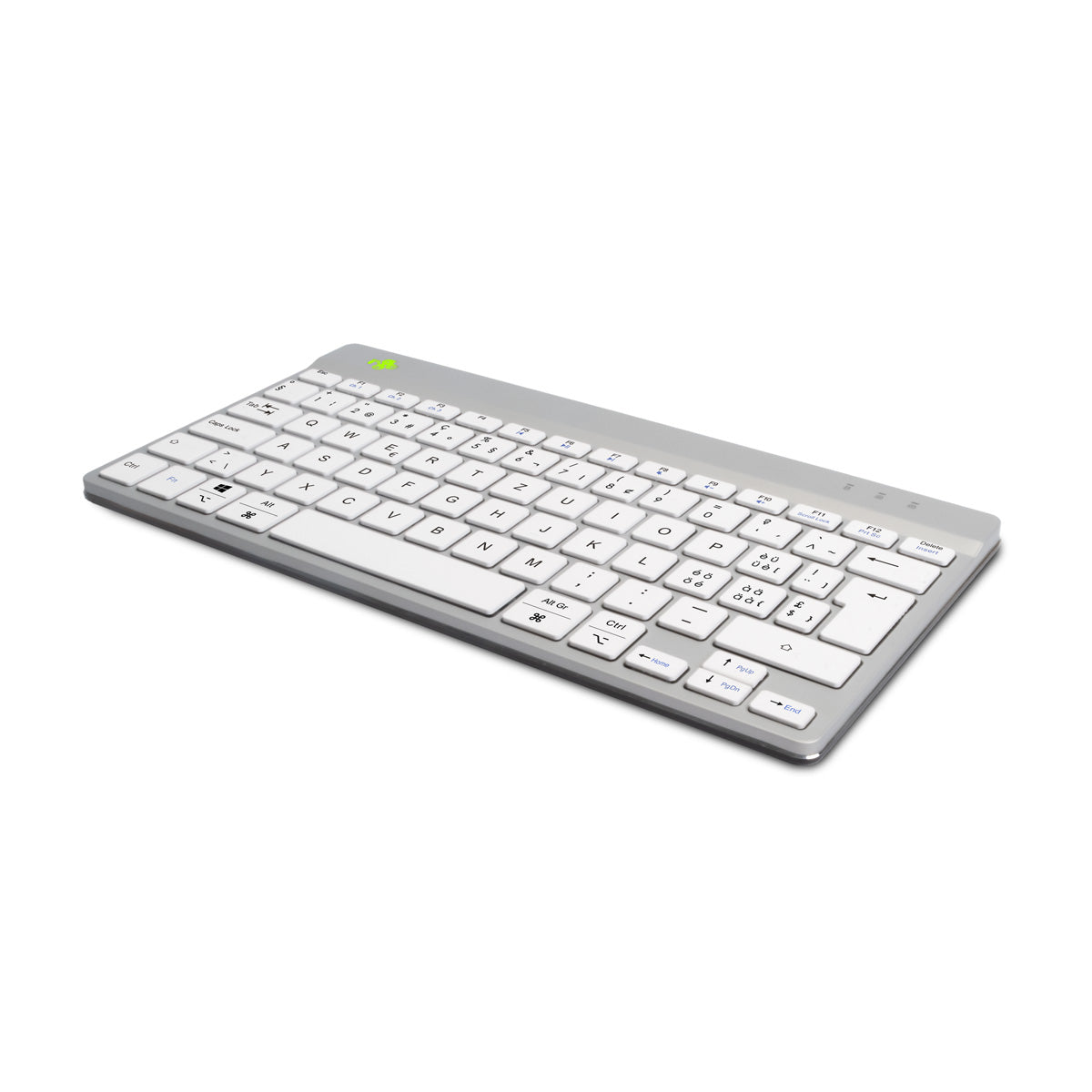 R-Go Tools Ergonomische Tastatur R-Go Compact Break, kompakte Tastatur mit Pausensoftware, QWERTZ (CH), Bluetooth, Weiß