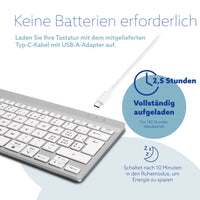 R-Go Tools Ergonomische Tastatur R-Go Compact Break, kompakte Tastatur mit Pausensoftware, QWERTZ (CH), Bluetooth, Weiß