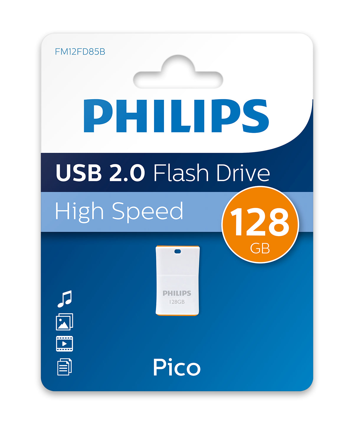 Philips Pico USB-Stick 128 GB USB Typ-A 2.0 Orange, Weiß