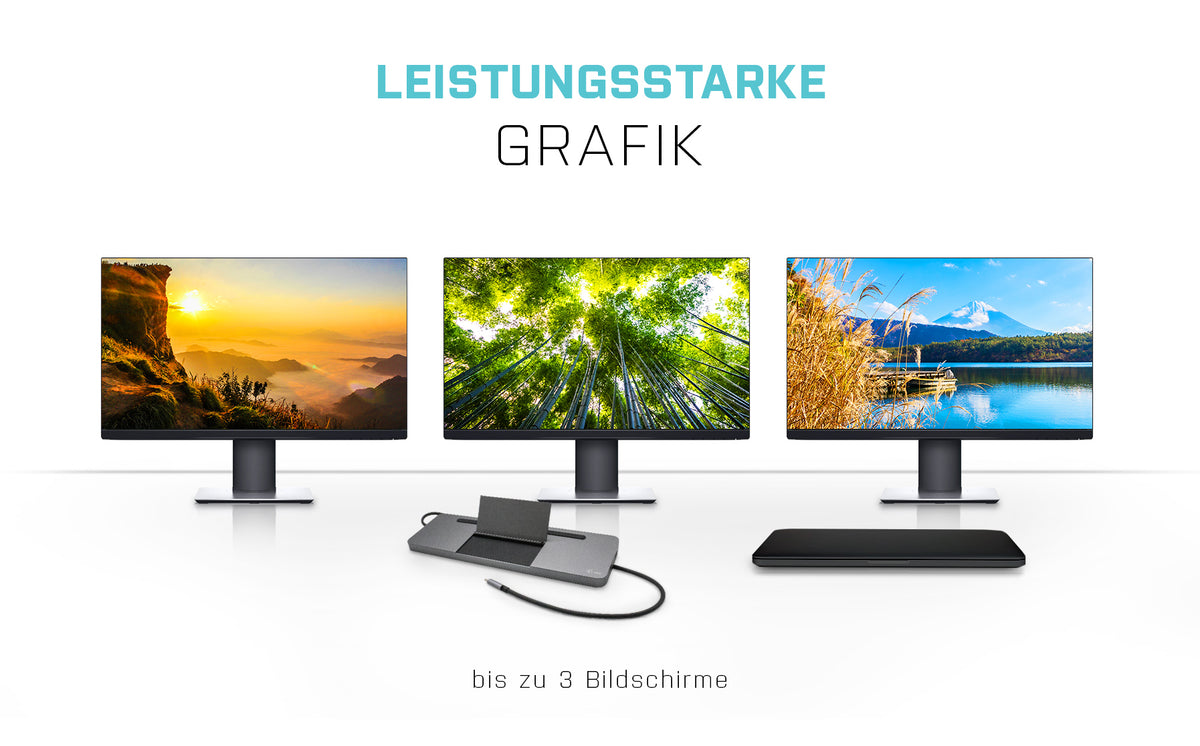 i-tec Metal USB-C Ergonomic 4K 3x Display Docking Station + Power Delivery 85 W