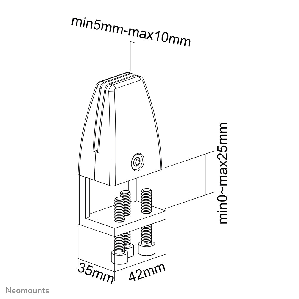Neomounts NS-CLMP25WHITE Klemmensatz für Schreibtisch (2 Stk) - max 5 kg