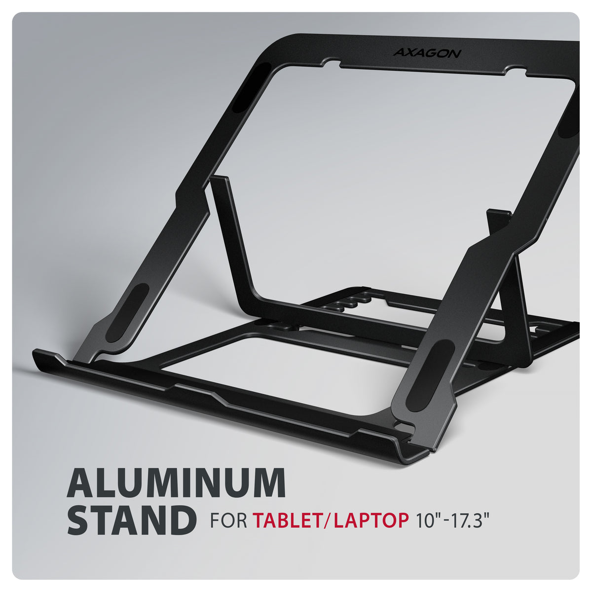 Axagon STND-LAB Laptop-Ständer, höhenverstellbar, faltbar, Aluminium Laptop- & Tablet-Ständer Schwarz 43,9 cm (17.3")