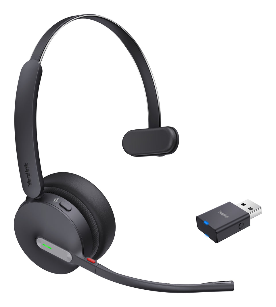Yealink WH64 Hybrid Mono UC Headset Wireless Headband Office/Call Center Micro-USB Bluetooth Black