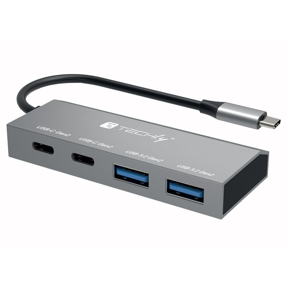 Techly IUSB32C-HUB4AC2 laptop-dockingstation & portreplikator Kabelgebunden USB 3.2 Gen 1 (3.1 Gen 1) Type-C Silber