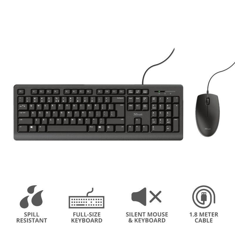Trust Primo Tastatur Maus enthalten Büro USB Deutsch Schwarz