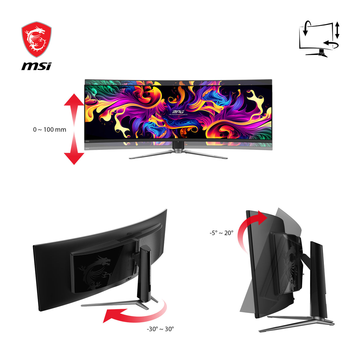 MSI MPG 491CQPDE QD-OLED Computerbildschirm 124,5 cm (49") 5120 x 1440 Pixel Dual QHD Schwarz
