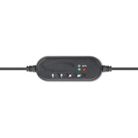 Manhattan Mono USB-Headset, Ohrumschließendes Design (Over-Ear), Ohrmuschel einseitig, kabelgebunden, USB-A-Stecker, integrierte Lautstärkeregelung, verstellbares Mikrofon, schwarz