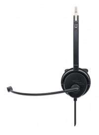 Manhattan Mono USB-Headset, Ohraufliegendes Design (On-Ear), Ohrmuschel einseitig, kabelgebunden, USB-A-Stecker, integrierte Lautstärkeregelung, verstellbares Mikrofon, schwarz