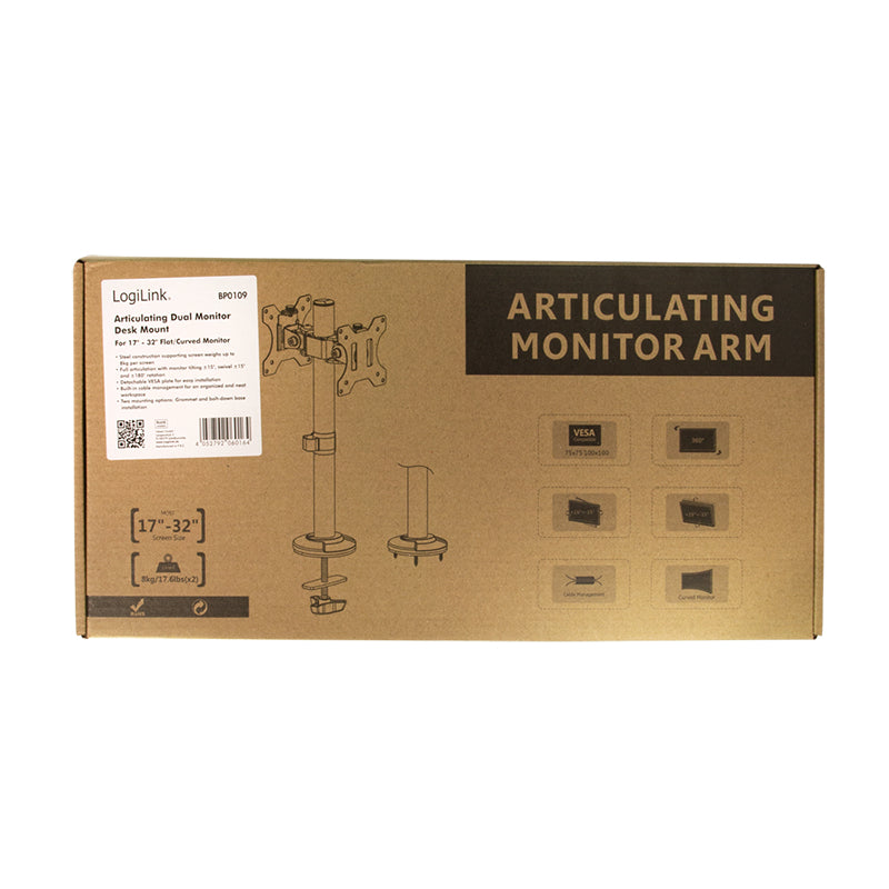 LogiLink BP0109 Flachbildschirm-Tischhalterung 81,3 cm (32") Tisch/Bank Schwarz