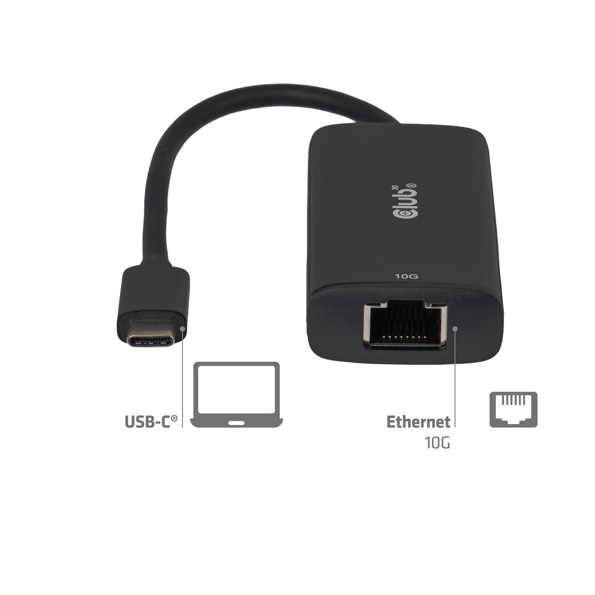 CLUB3D USB-C® zu RJ45 10G Ethernet-Adapter M/F