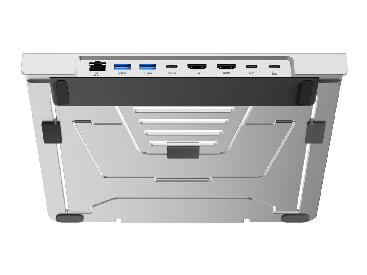 Conceptronic DONN35S Laptop Stand with 7-in-1 USB-C MST Docking Station, Dual HDMI 4K 60 Hz, 100 W USB-C PD, USB-C 5 Gbps, 2 × USB-A 5 Gbps, Gigabit Ethernet